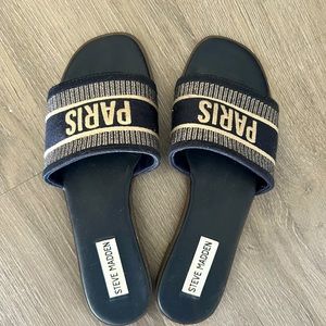 Steve Madden Navy Blue Paris Slides